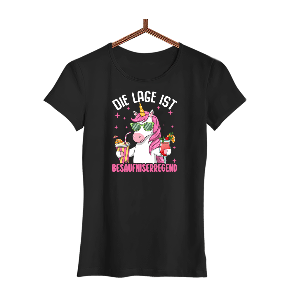 Damen T-Shirt Die Lage ist Besäufniserregend - Schwarzer - Kaffee