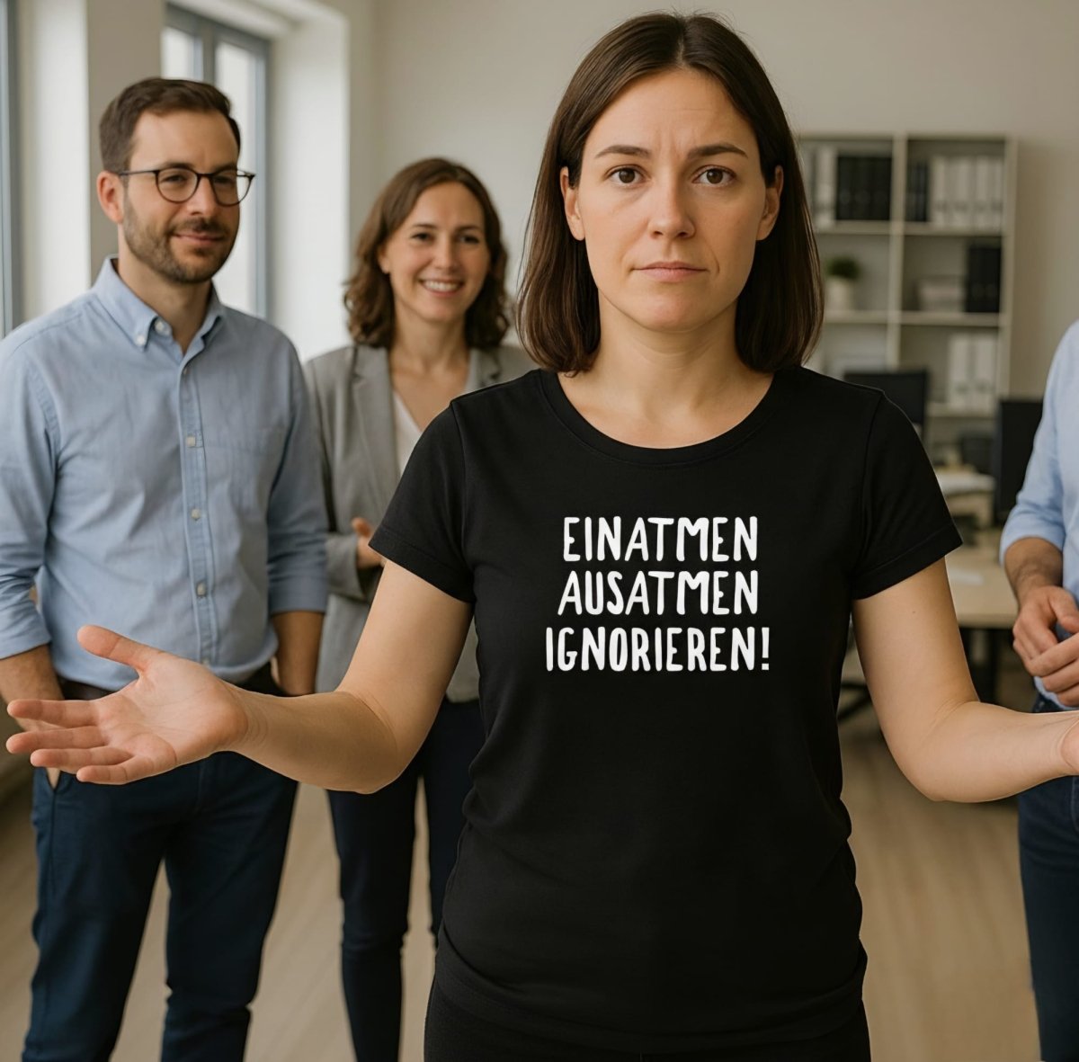 Damen T-Shirt einatmen ausatmen ignorieren - Schwarzer - Kaffee