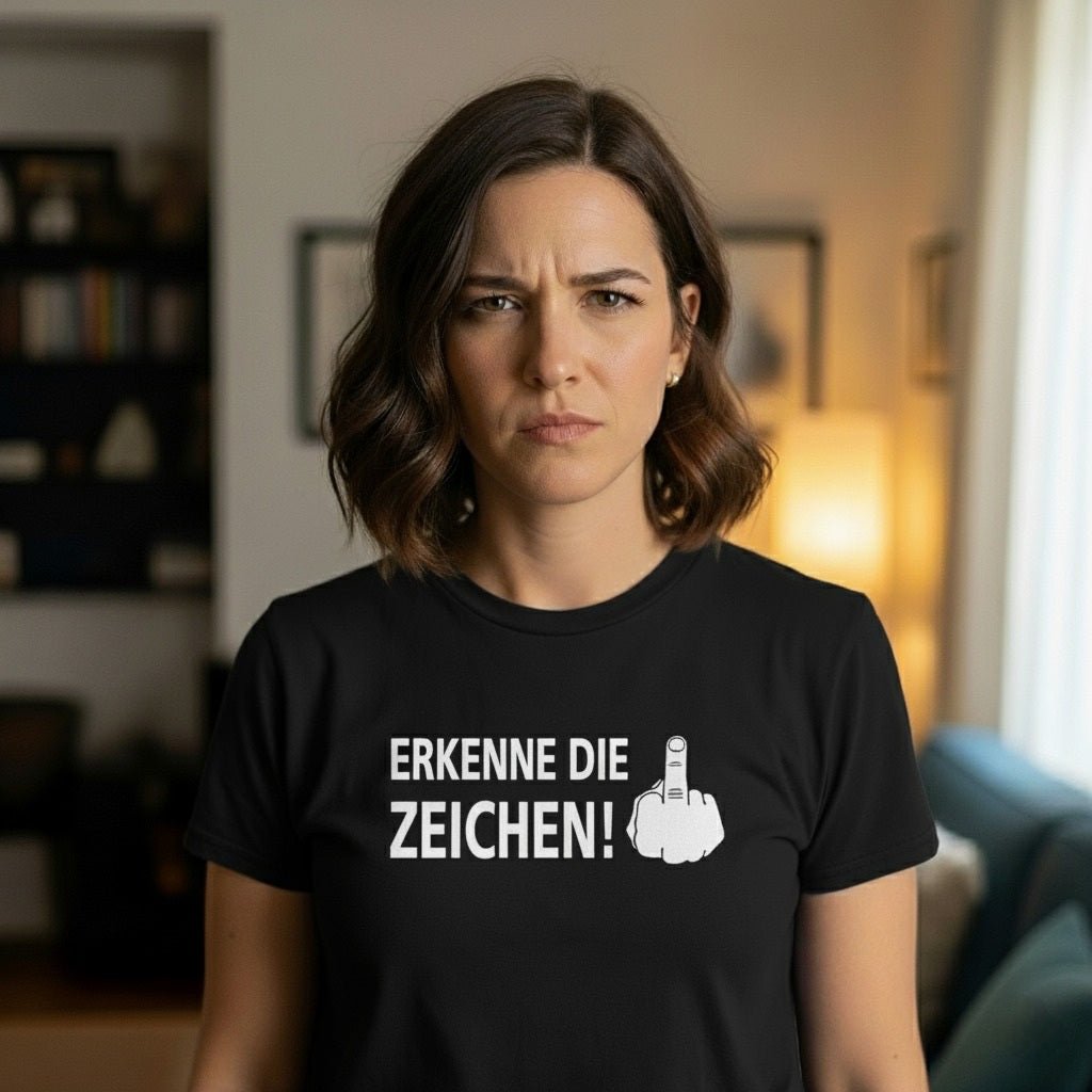 Damen T-Shirt Erkenne die Zeichen - Schwarzer - Kaffee