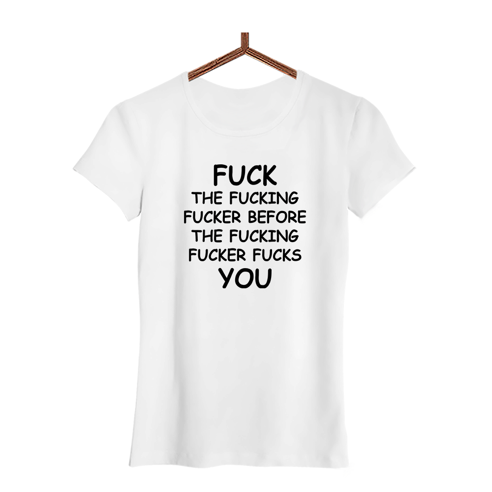 Damen T-Shirt Fuck - Schwarzer - Kaffee