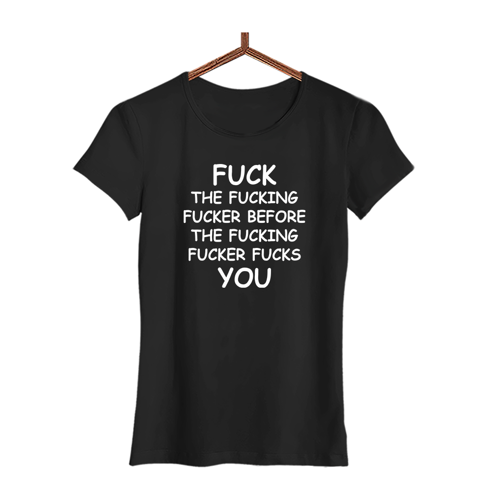 Damen T-Shirt Fuck - Schwarzer - Kaffee