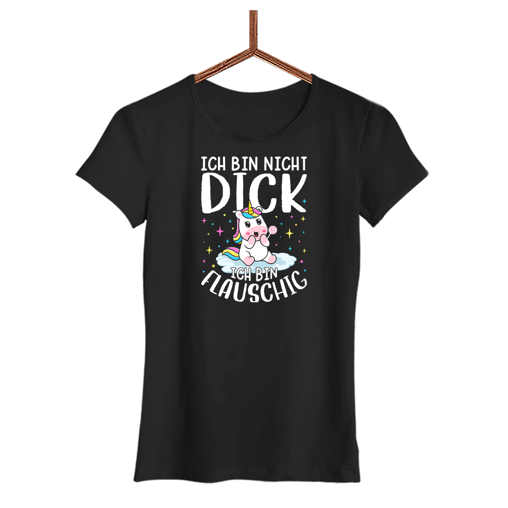 Damen T-Shirt Ich bin nicht dick, ich bin flauschig - Schwarzer - Kaffee