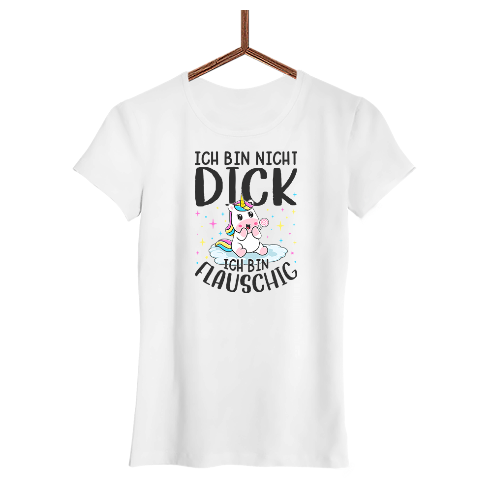 Damen T-Shirt Ich bin nicht dick, ich bin flauschig - Schwarzer - Kaffee
