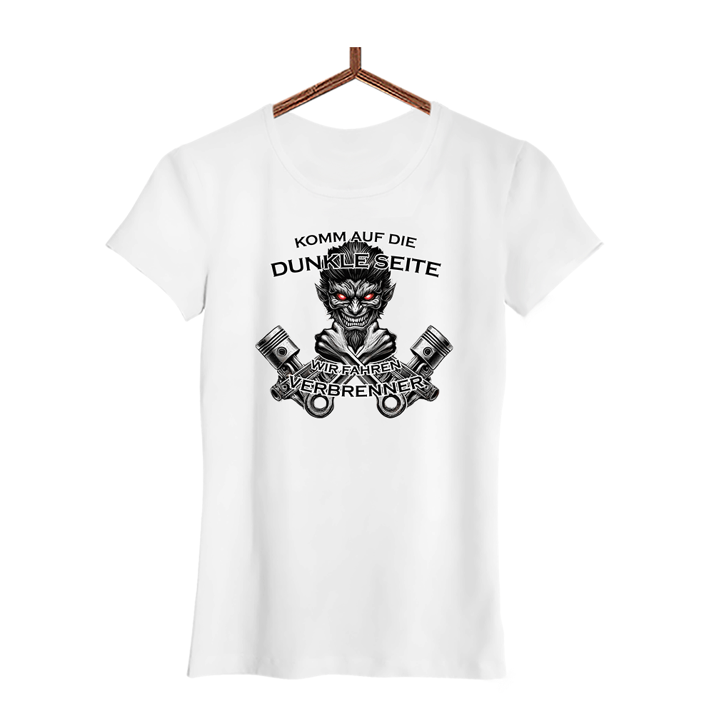 Damen T-Shirt Komm auf die dunkle Seite. Wir fahren Verbrenner - Schwarzer - Kaffee