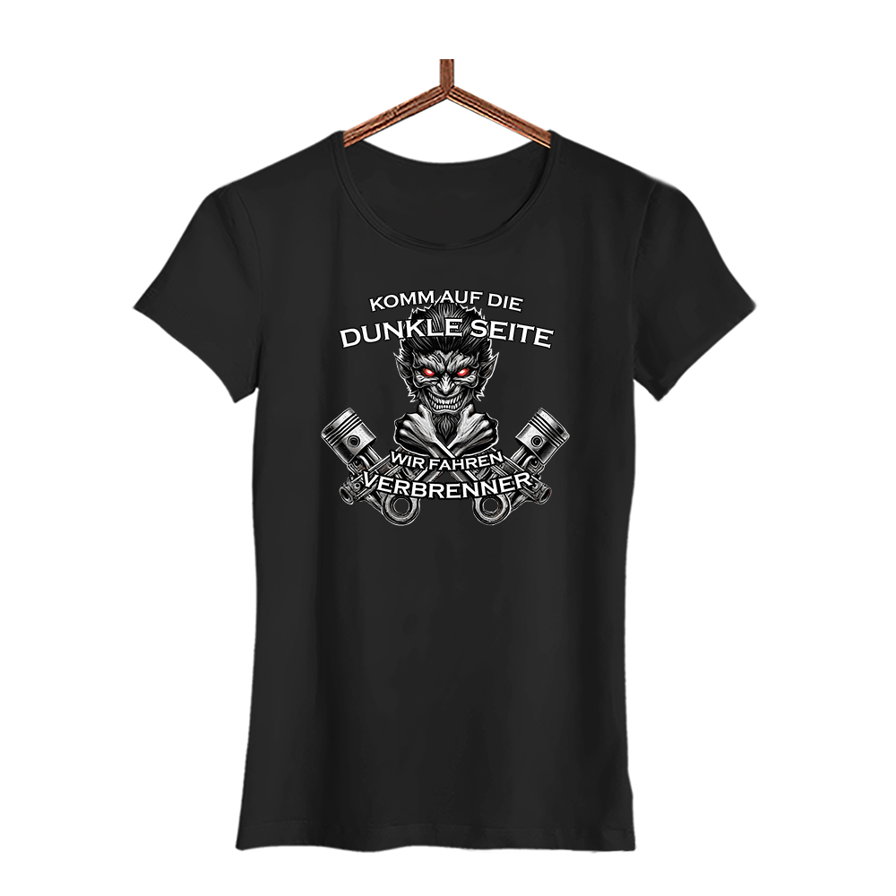 Damen T-Shirt Komm auf die dunkle Seite. Wir fahren Verbrenner - Schwarzer - Kaffee