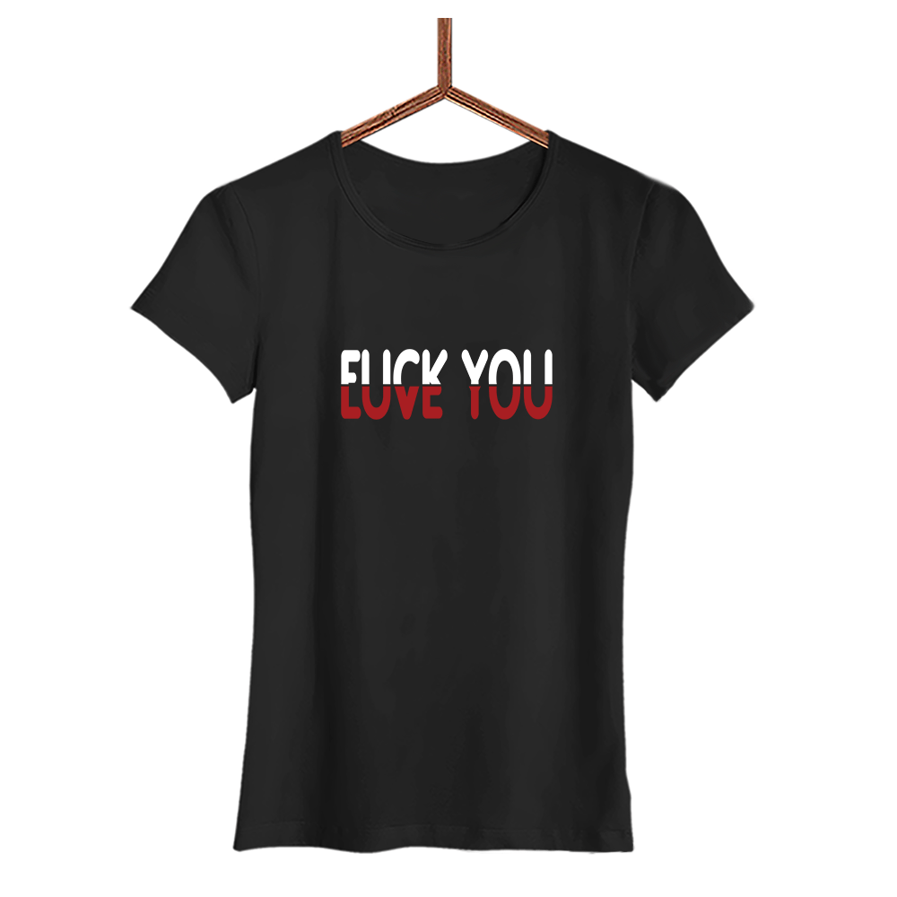 Damen T-Shirt Love you - Schwarzer - Kaffee