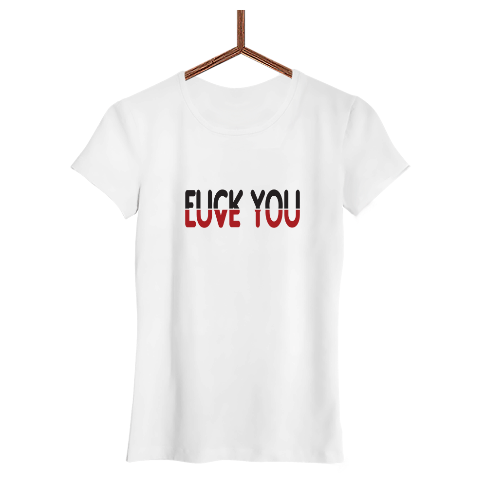 Damen T-Shirt Love you - Schwarzer - Kaffee