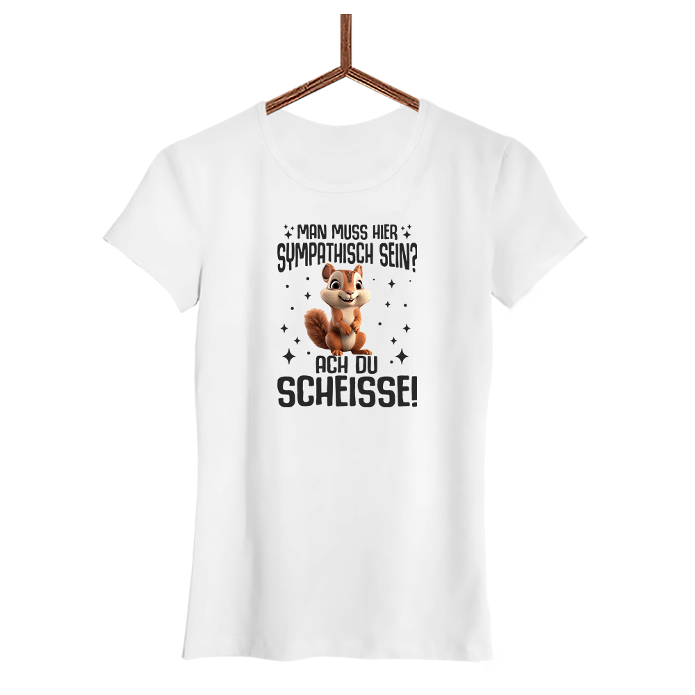 Damen T-Shirt Man muss hier sympathisch sein - Schwarzer - Kaffee