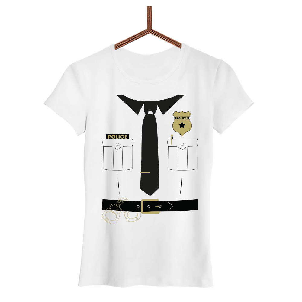 Damen T-Shirt Polizei - Schwarzer - Kaffee
