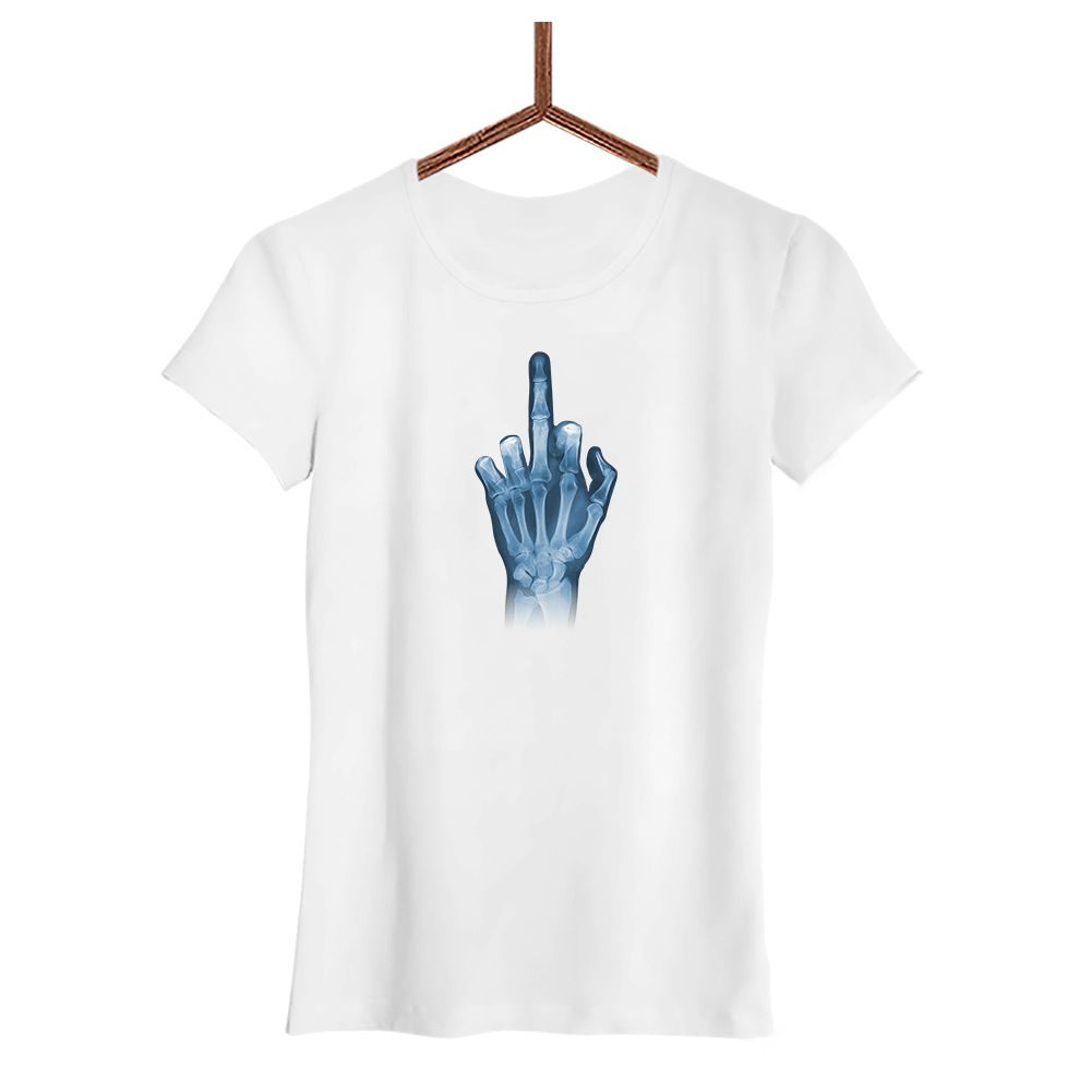Damen T-Shirt Röntgen Mittelfinger - Schwarzer - Kaffee