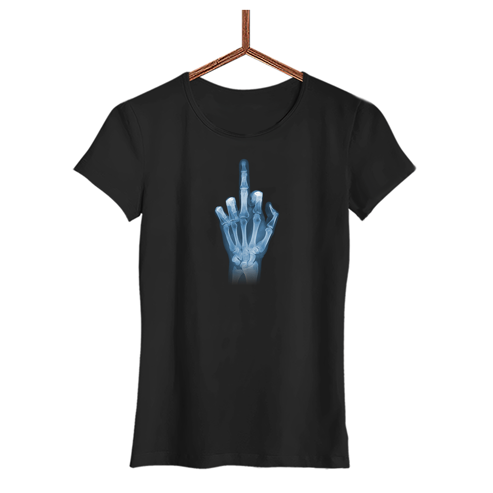 Damen T-Shirt Röntgen Mittelfinger - Schwarzer - Kaffee