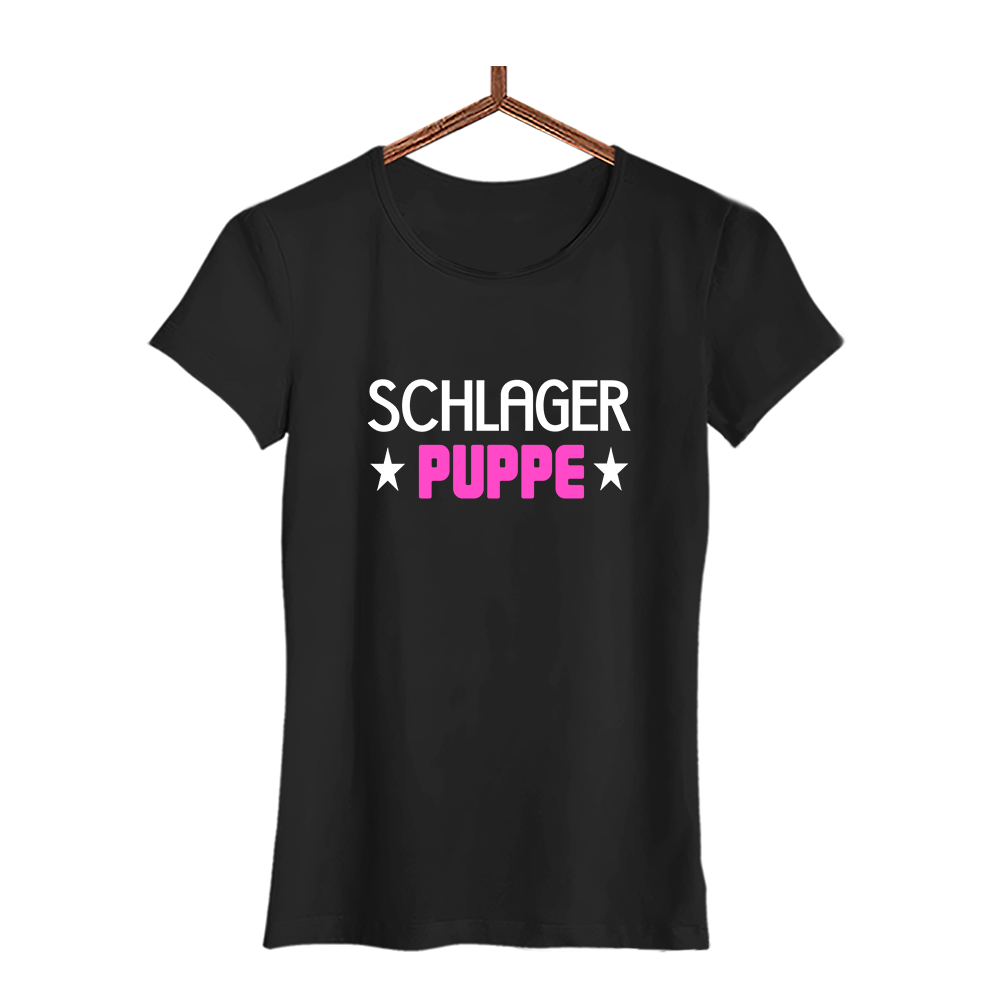 Damen T-Shirt Schlager Star - Schwarzer - Kaffee
