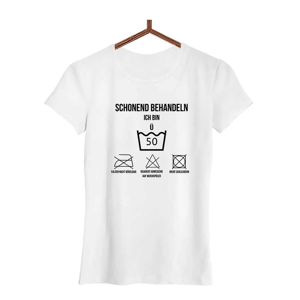 Damen T-Shirt Schonend behandeln 50 - Schwarzer - Kaffee