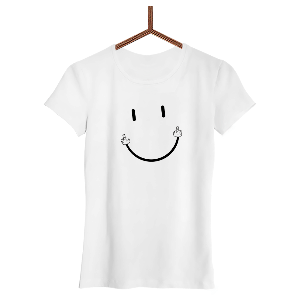 Damen T-Shirt Smile - Schwarzer - Kaffee