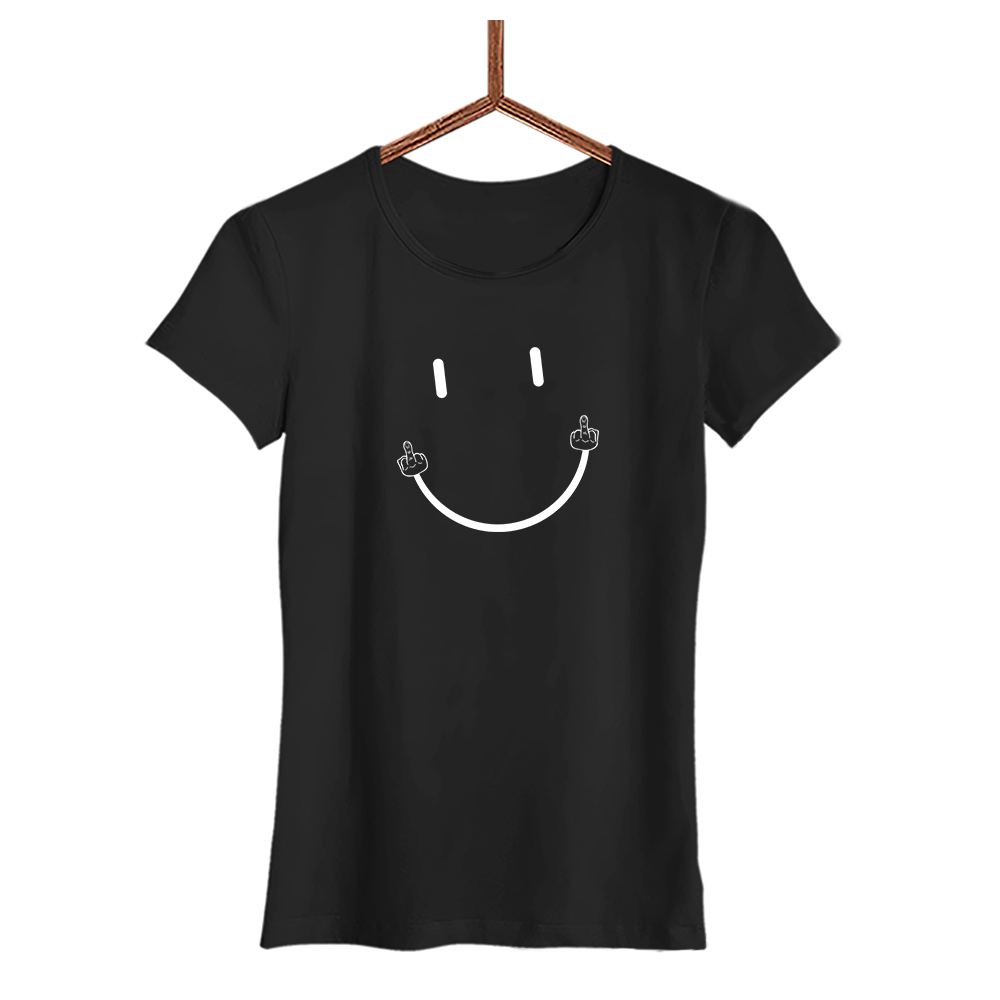Damen T-Shirt Smile - Schwarzer - Kaffee