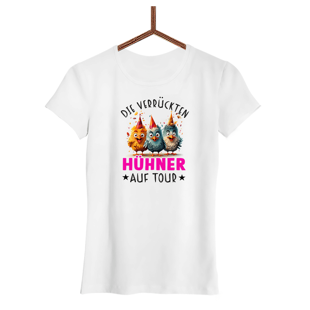 Damen T-Shirt Verrückte Hühner - Schwarzer - Kaffee