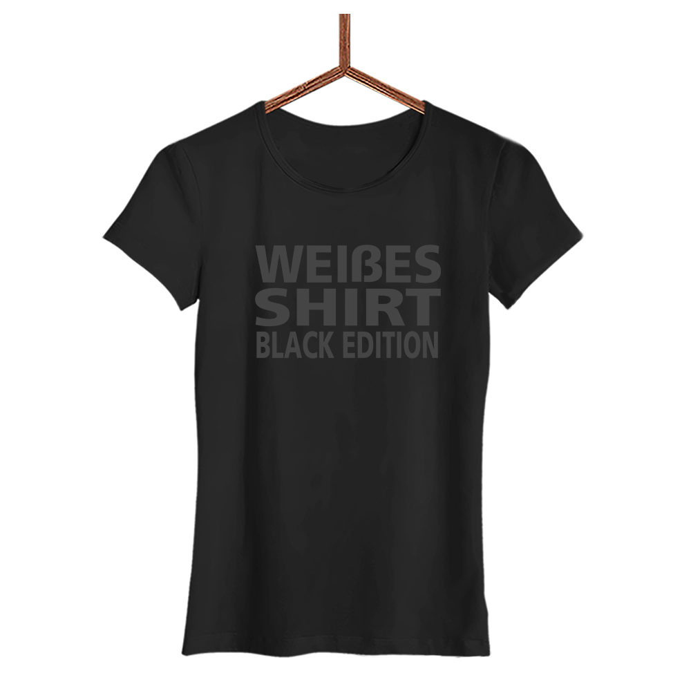 Damen T-Shirt Weißes Shirt Black Edition - Schwarzer - Kaffee