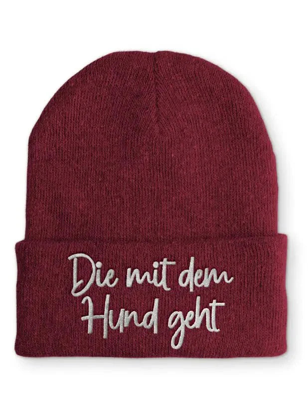 Die mit dem Hund geht Statement Beanie Mütze mit Spruch - tshirtladen - Mütze
