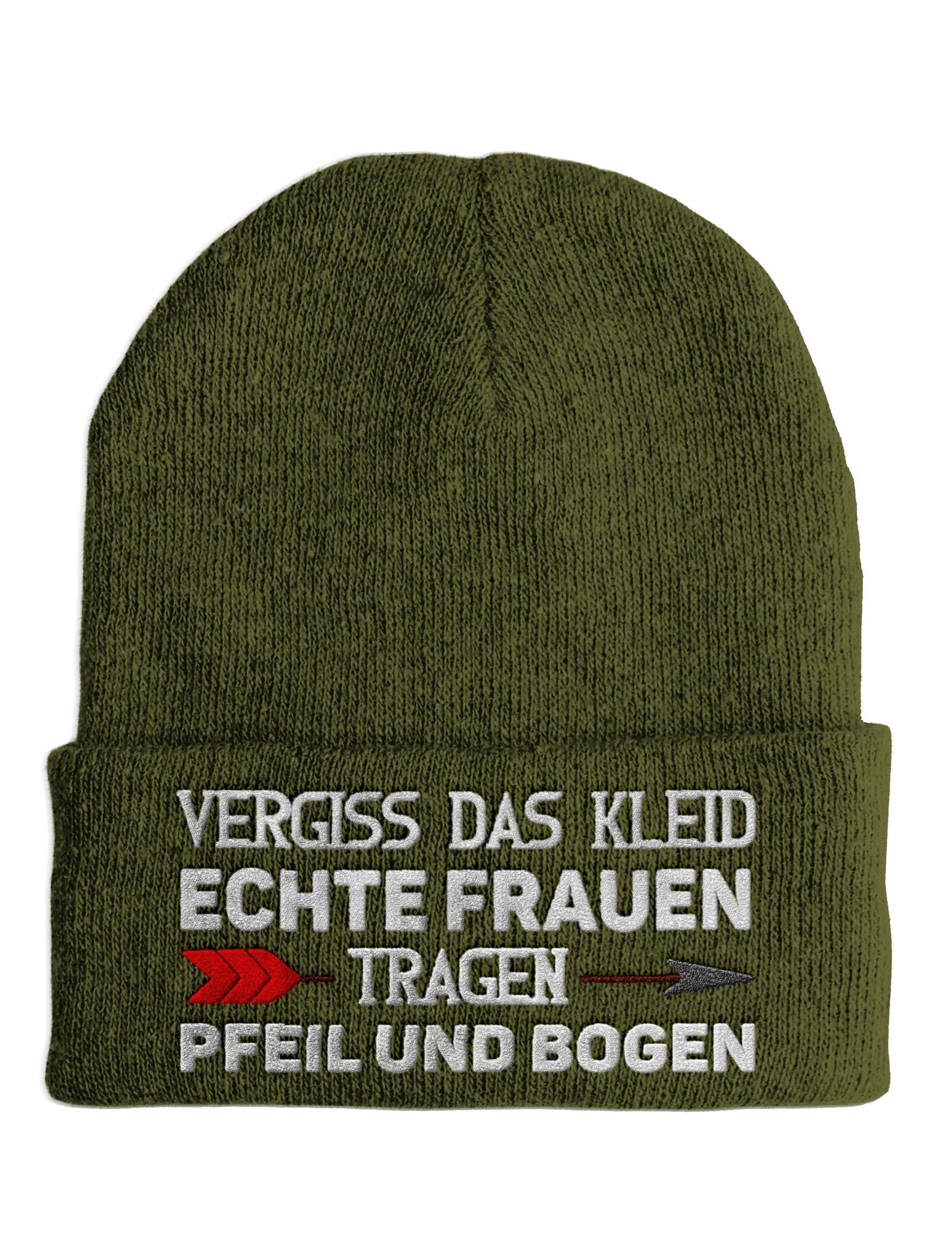 Echte Frauen tragen Pfeil und Bogen - Beanie - Mütze mit Spruch - tshirtladen - Mütze