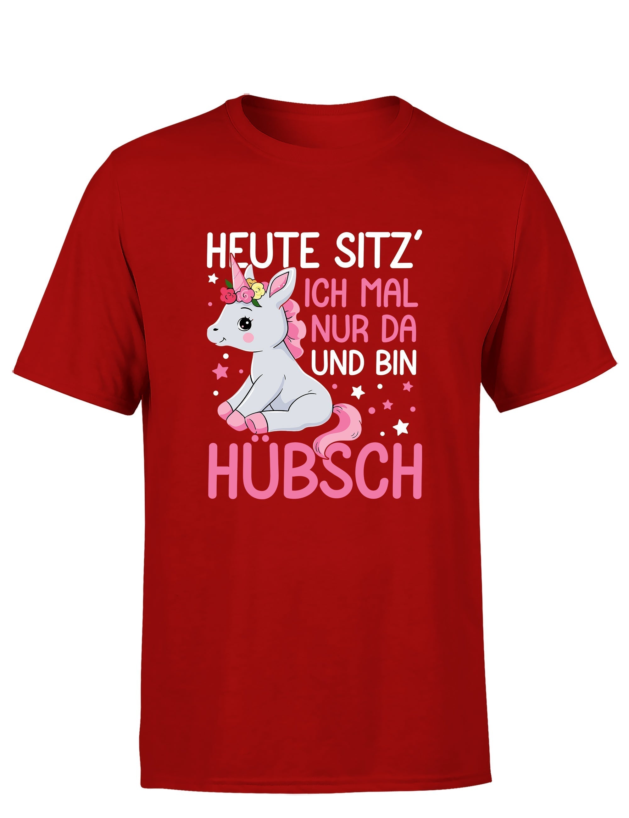 Einhörner heute sitz´ ich mal nur da und bin hübsch Herren T-Shirt - S / Rot - T-Shirt