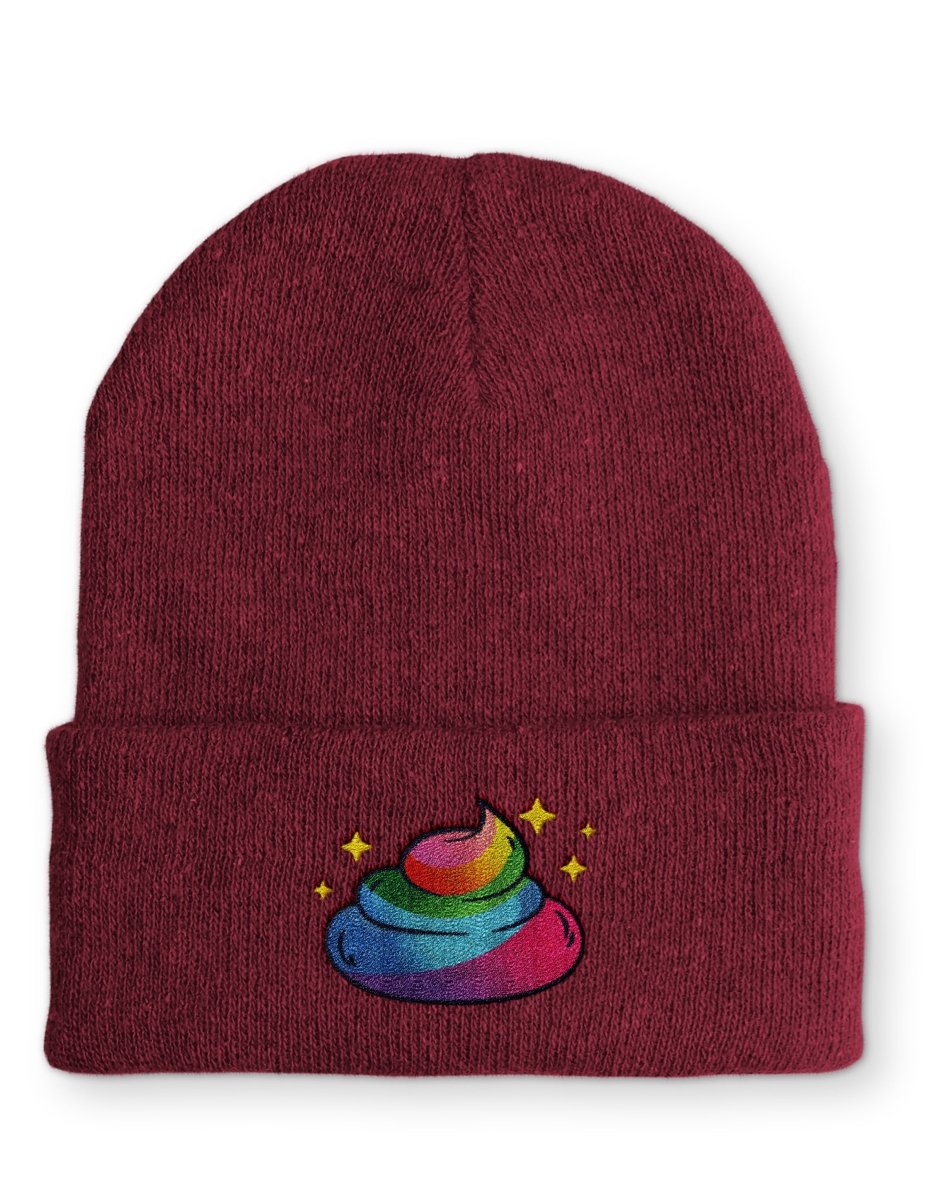Einhorn Poop Statement Beanie Mütze mit Spruch - Schwarzer - Kaffee