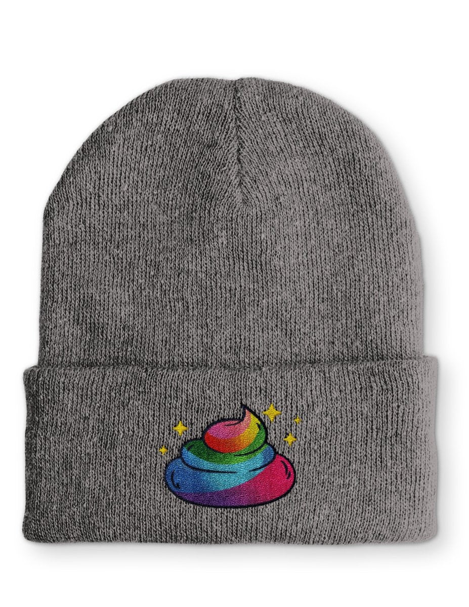 Einhorn Poop Statement Beanie Mütze mit Spruch - Schwarzer - Kaffee