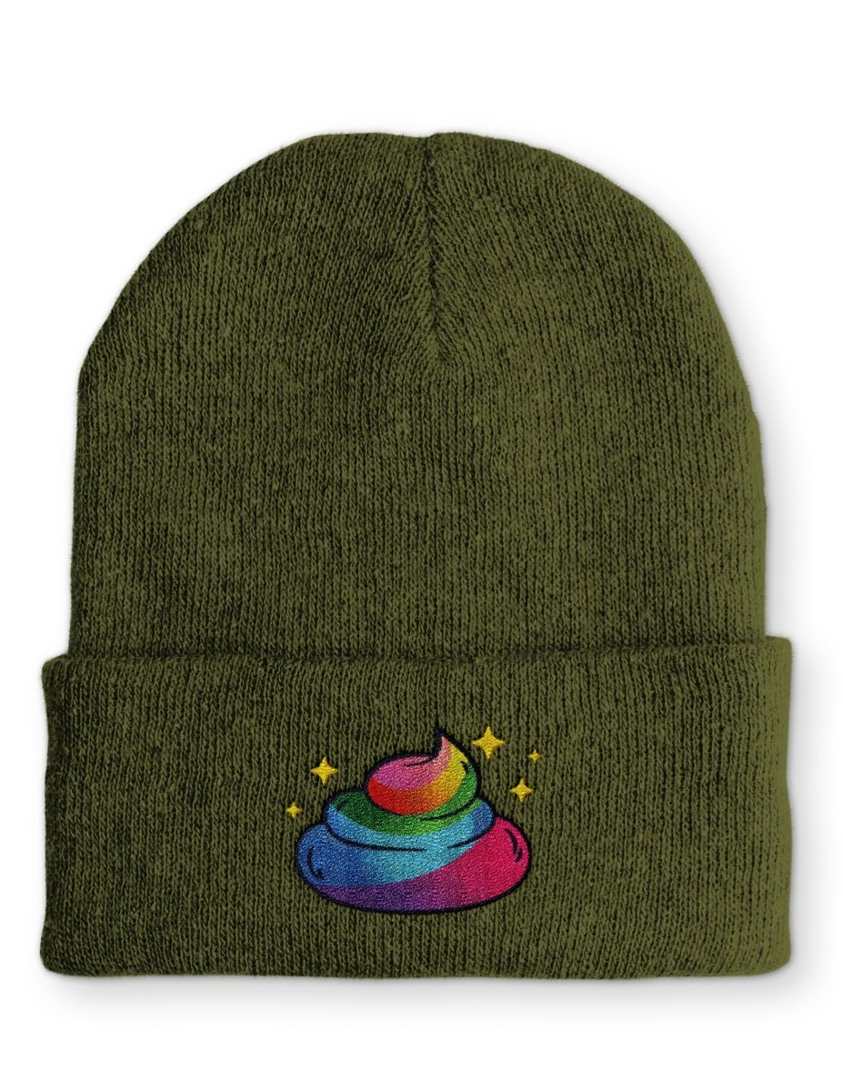 Einhorn Poop Statement Beanie Mütze mit Spruch - Schwarzer - Kaffee