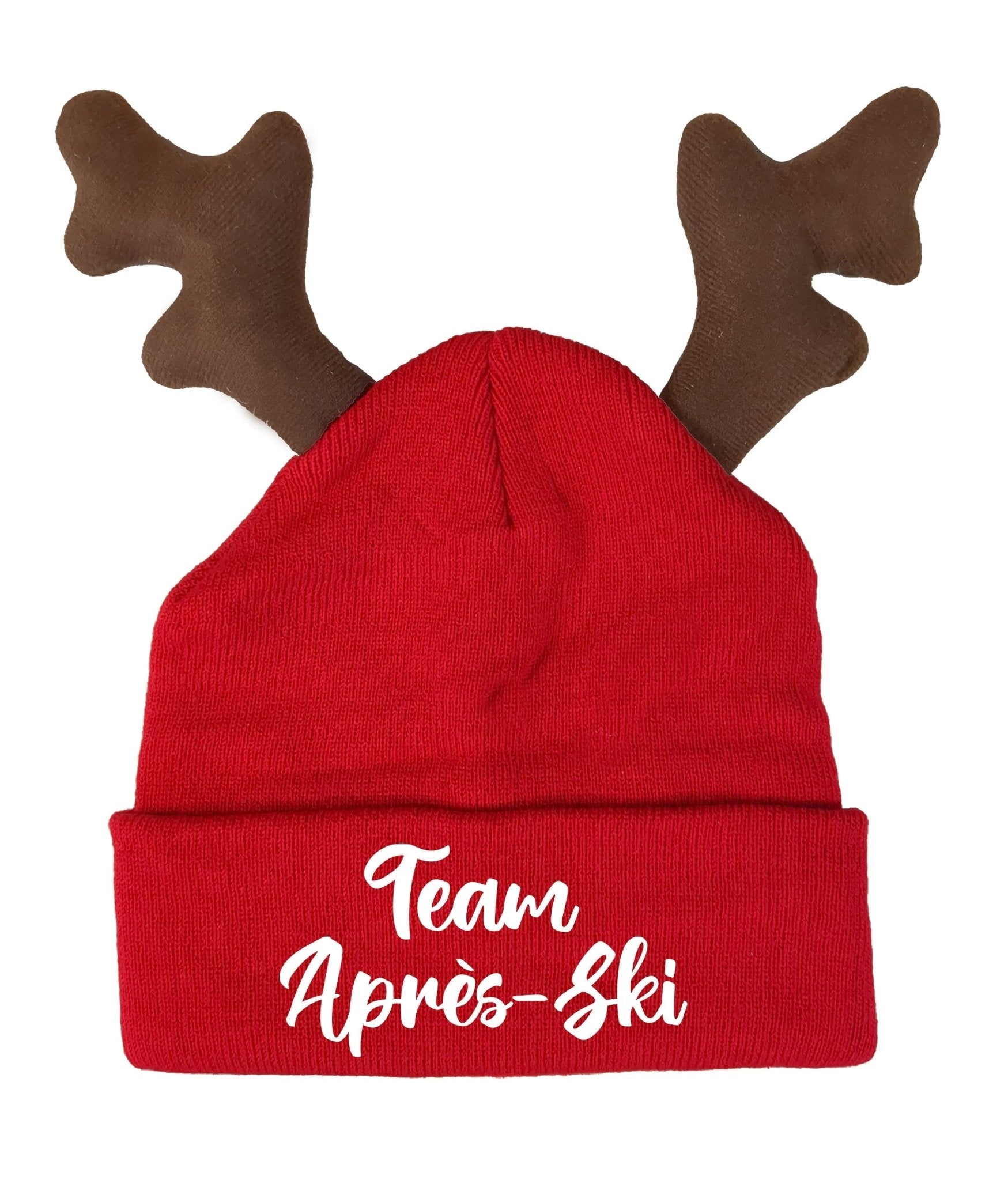 Elchmütze - Team Après - Ski Rentier Mütze - lustige Statement Elch Beanie mit Geweih - tshirtladen - Mütze