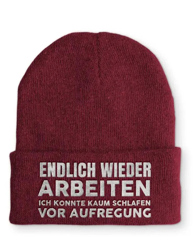 Endlich wieder arbeiten ich konnte kaum schlafen vor Aufregung Statement Beanie Mütze mit Spruch - tshirtladen - Mütze
