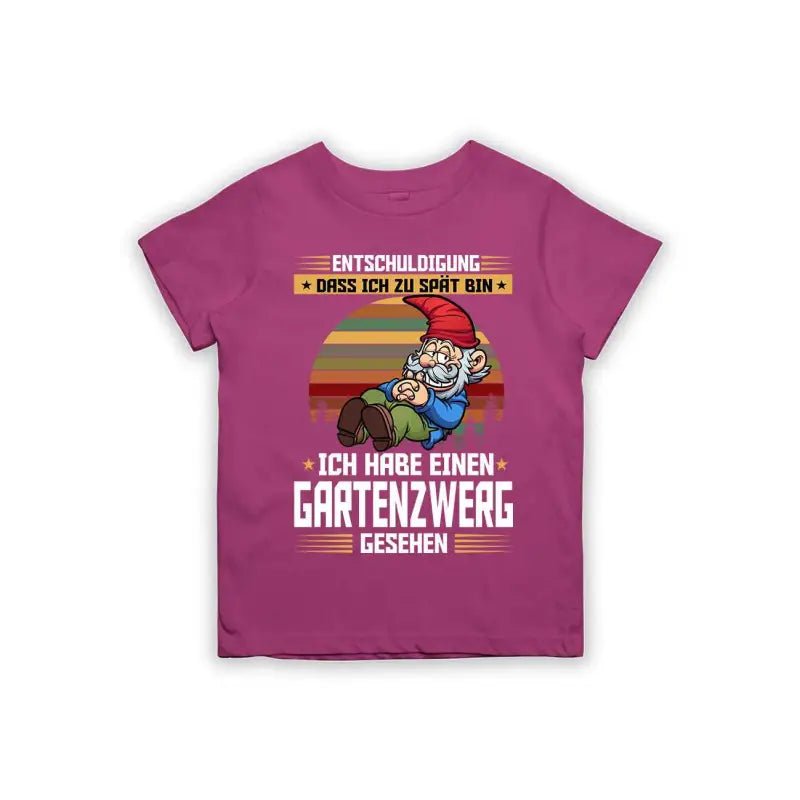 Entschuldigung dass ich zu spät bin... ich habe einen Gartenzwerg gesehen Kinder T-Shirt - Schwarzer - Kaffee