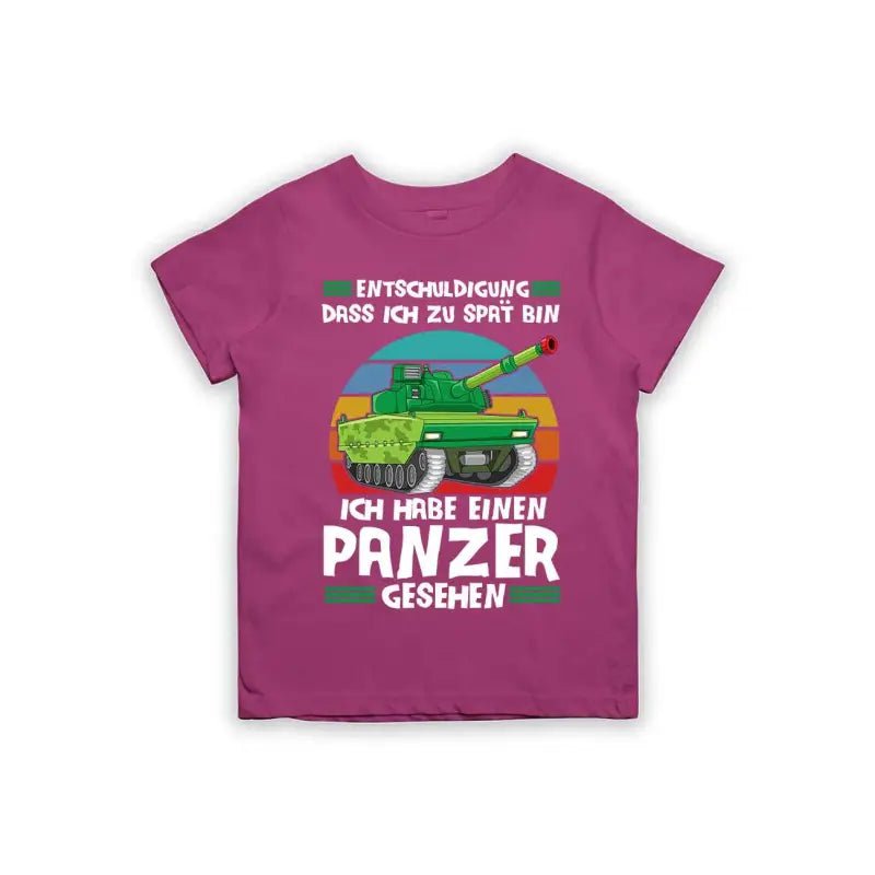 Entschuldigung dass ich zu spät bin... ich habe einen Panzer gesehen Kinder T-Shirt - Schwarzer - Kaffee