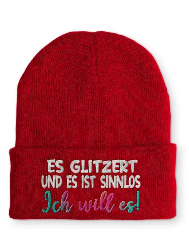 Es glitzert und es ist sinnlos Ich will es! Statement Beanie Mütze mit Spruch - tshirtladen - Mütze