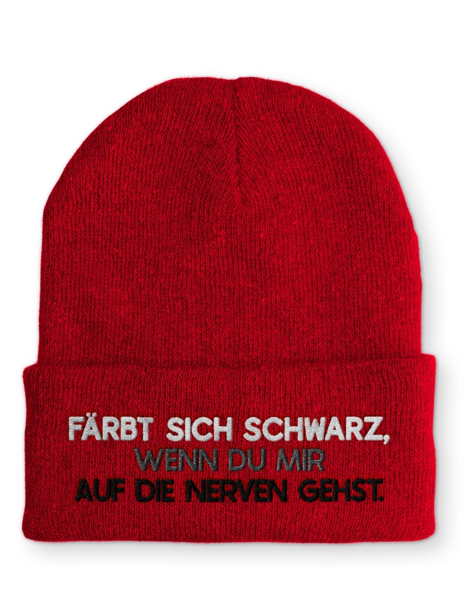 Färbt sich schwarz, wenn du mir auf die Nerven gehst. Statement Beanie Mütze mit Spruch - tshirtladen - Mütze