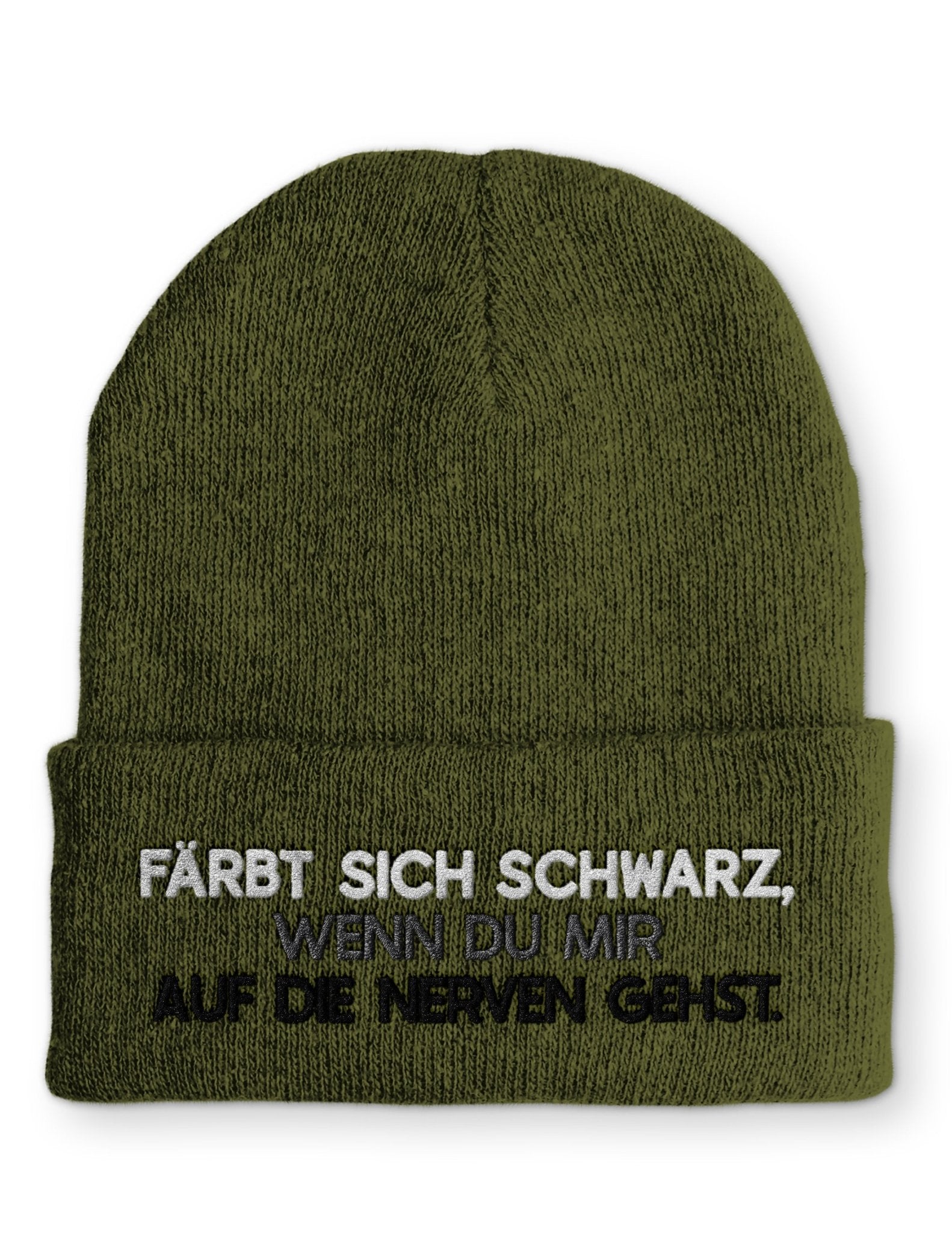 Färbt sich schwarz, wenn du mir auf die Nerven gehst. Statement Beanie Mütze mit Spruch - tshirtladen - Mütze