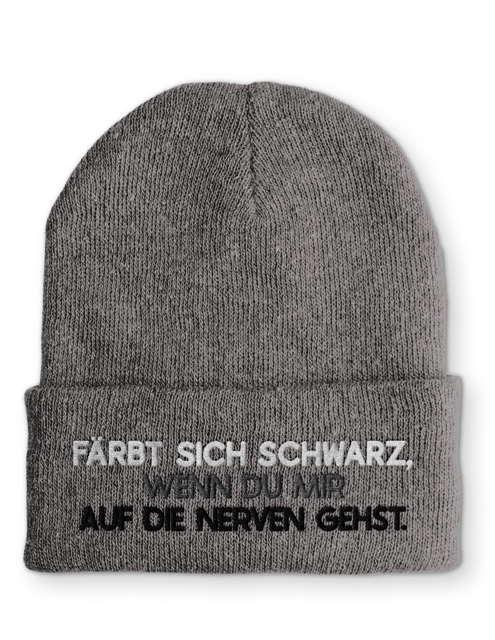 Färbt sich schwarz, wenn du mir auf die Nerven gehst. Statement Beanie Mütze mit Spruch - tshirtladen - Mütze