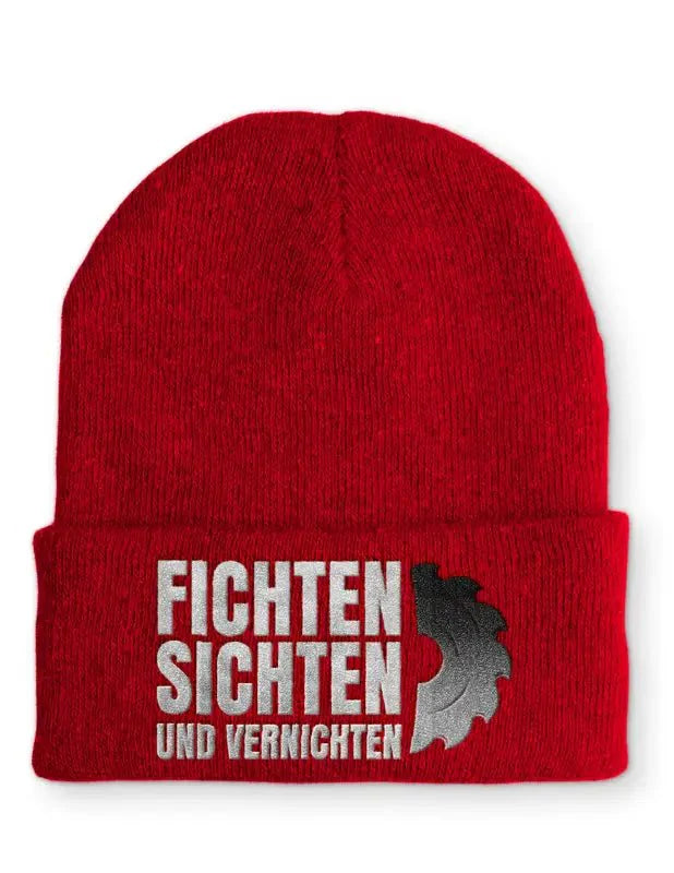 Fichten Sichten und Vernichten Statement Beanie Mütze mit Spruch - tshirtladen - Mütze