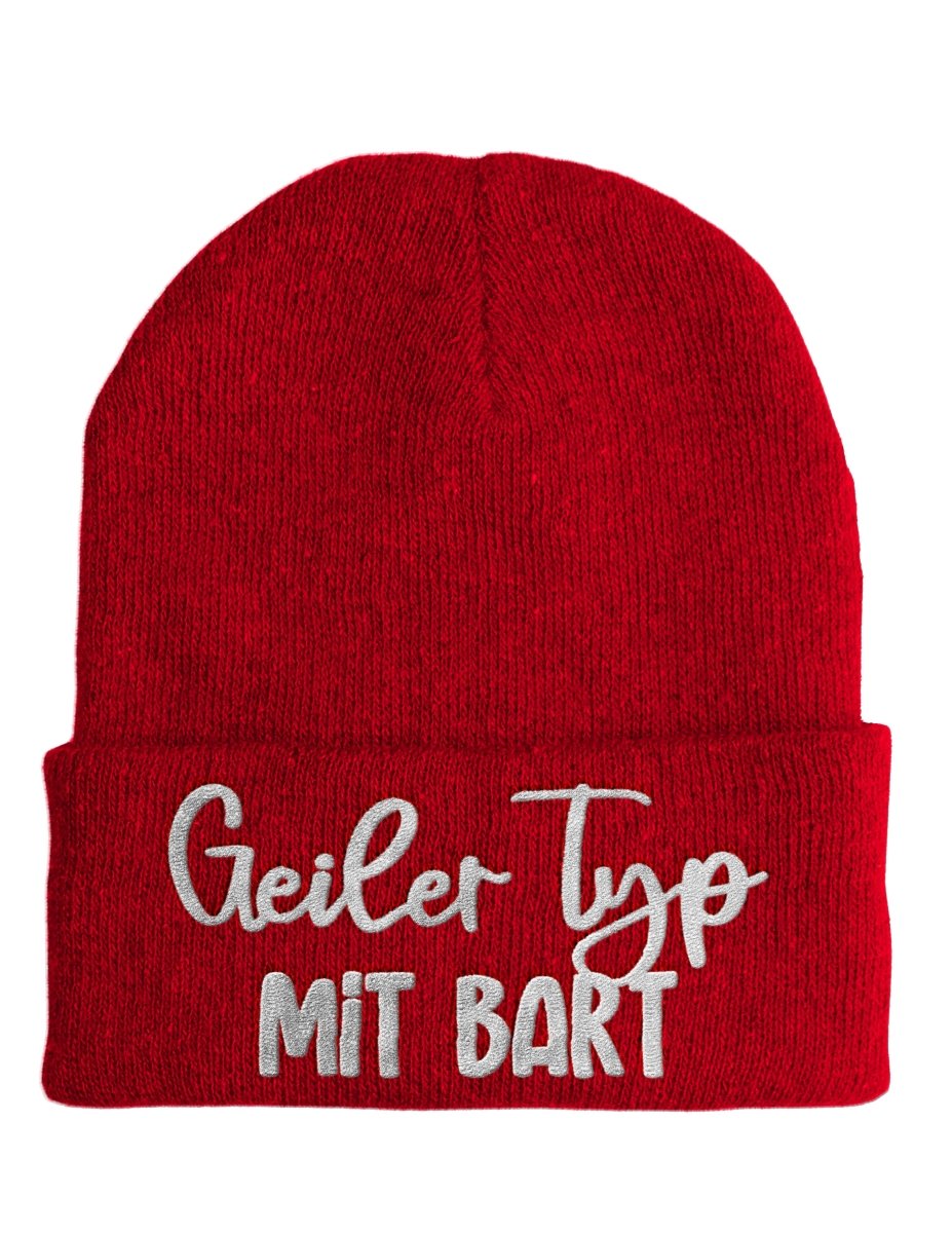 Geiler Typ mit Bart - Beanie - Mütze mit Spruch - Schwarzer - Kaffee