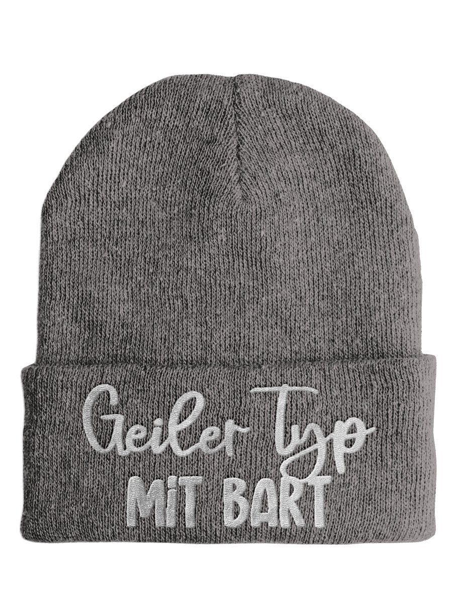Geiler Typ mit Bart - Beanie - Mütze mit Spruch - Schwarzer - Kaffee