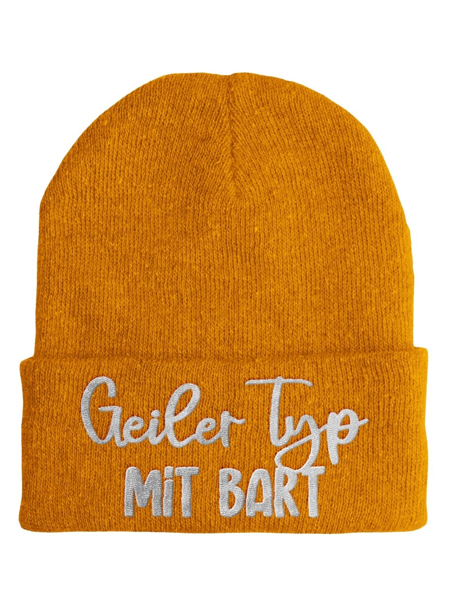 Geiler Typ mit Bart - Beanie - Mütze mit Spruch - Schwarzer - Kaffee