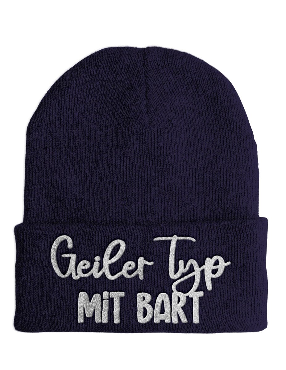 Geiler Typ mit Bart - Beanie - Mütze mit Spruch - Schwarzer - Kaffee