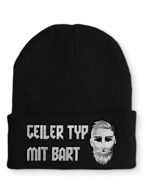 Geiler Typ mit Bart Statement Beanie Mütze mit Spruch - tshirtladen - Mütze