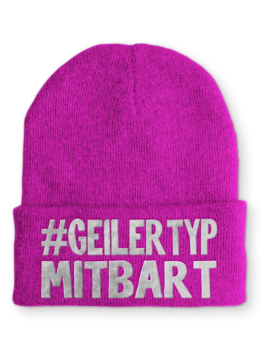 Geiler Typ mit Bart Statement Beanie Mütze mit Spruch - Schwarzer - Kaffee