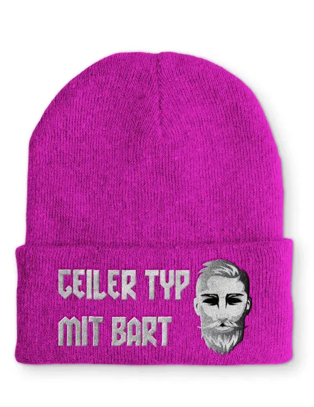 Geiler Typ mit Bart Statement Beanie Mütze mit Spruch - tshirtladen - Mütze