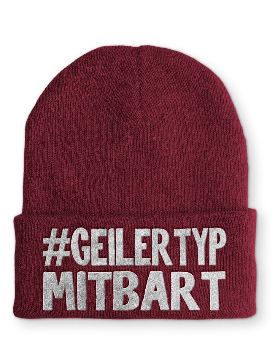 Geiler Typ mit Bart Statement Beanie Mütze mit Spruch - Schwarzer - Kaffee