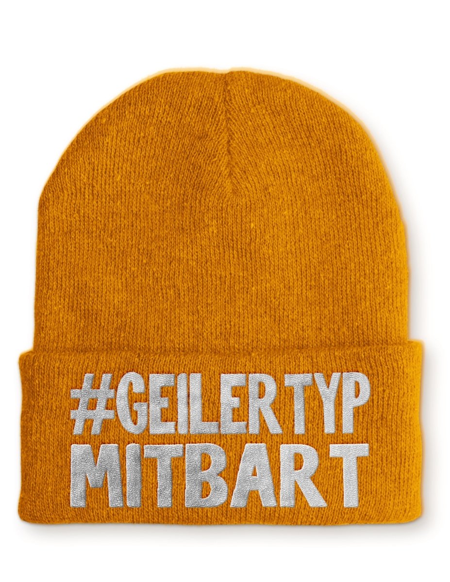 Geiler Typ mit Bart Statement Beanie Mütze mit Spruch - Schwarzer - Kaffee