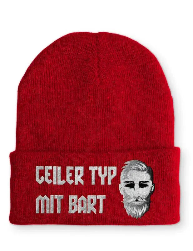 Geiler Typ mit Bart Statement Beanie Mütze mit Spruch - tshirtladen - Mütze
