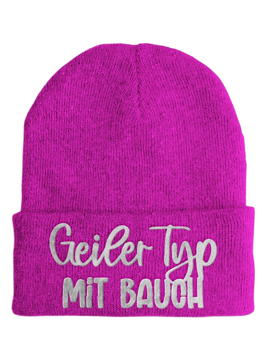 Geiler Typ mit Bauch - Beanie - Mütze mit Spruch - Schwarzer - Kaffee