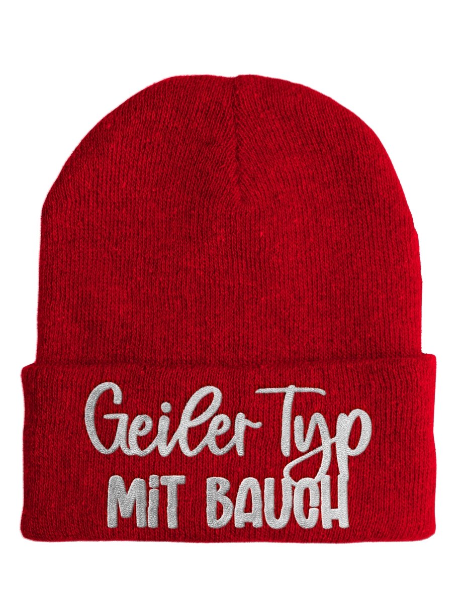 Geiler Typ mit Bauch - Beanie - Mütze mit Spruch - Schwarzer - Kaffee