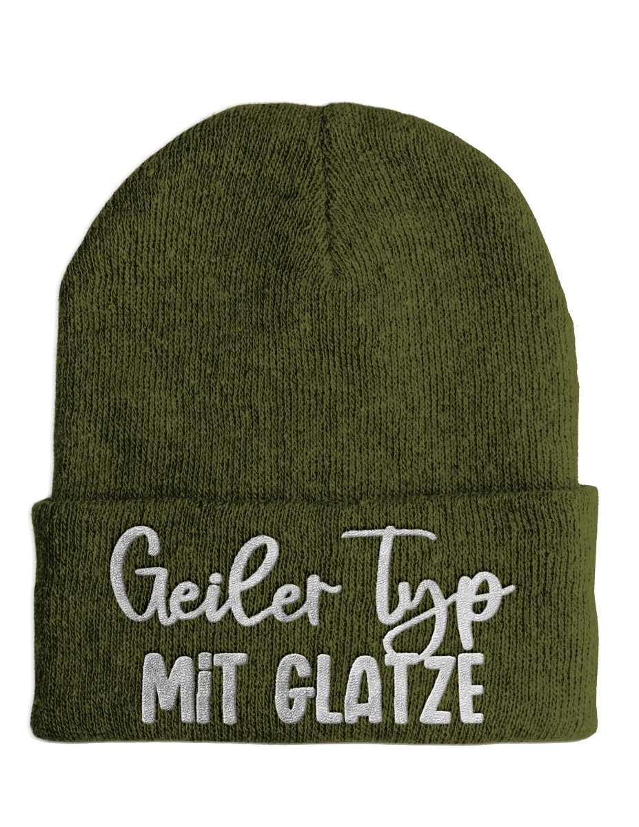 Geiler Typ mit Glatze - Beanie - Mütze mit Spruch - Schwarzer - Kaffee