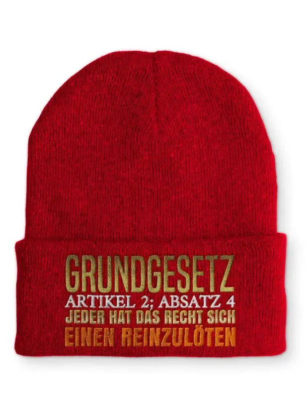 Grundgesetz Artikel 2 Absatz 4 jeder hat das Recht sich einen reinzulöten Statement Beanie Mütze mit Spruch - tshirtladen - Mütze